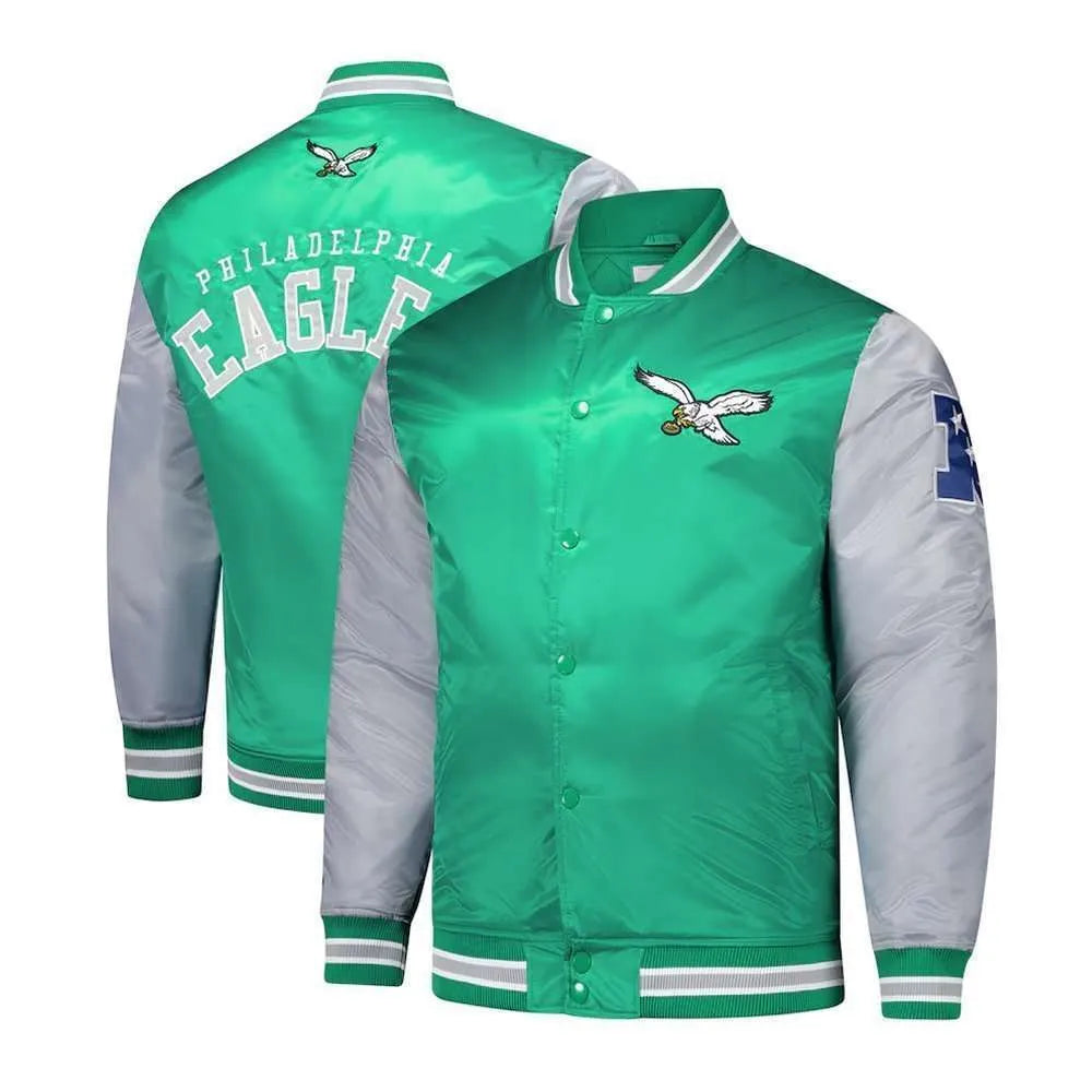philadelphia-eagles-kelly-green-and-gray-team-satin-jacket