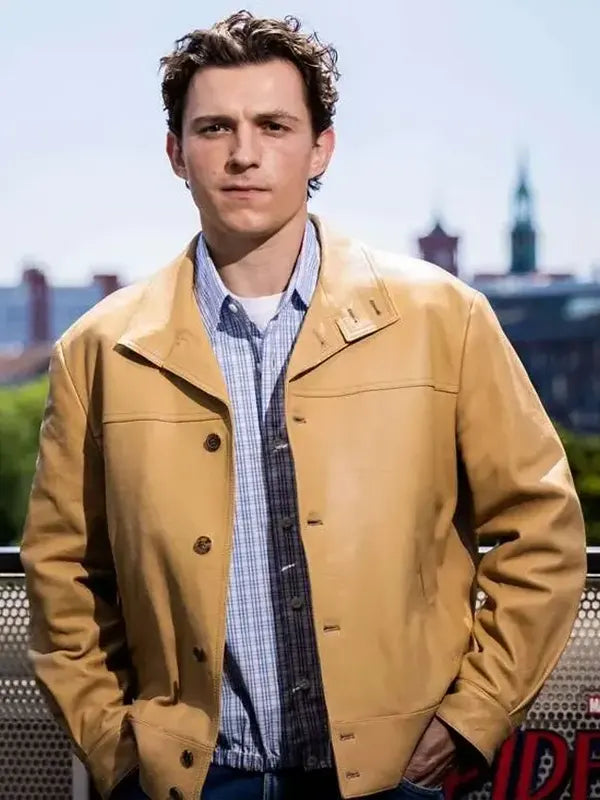 press tour photocall tom holland beige jacket