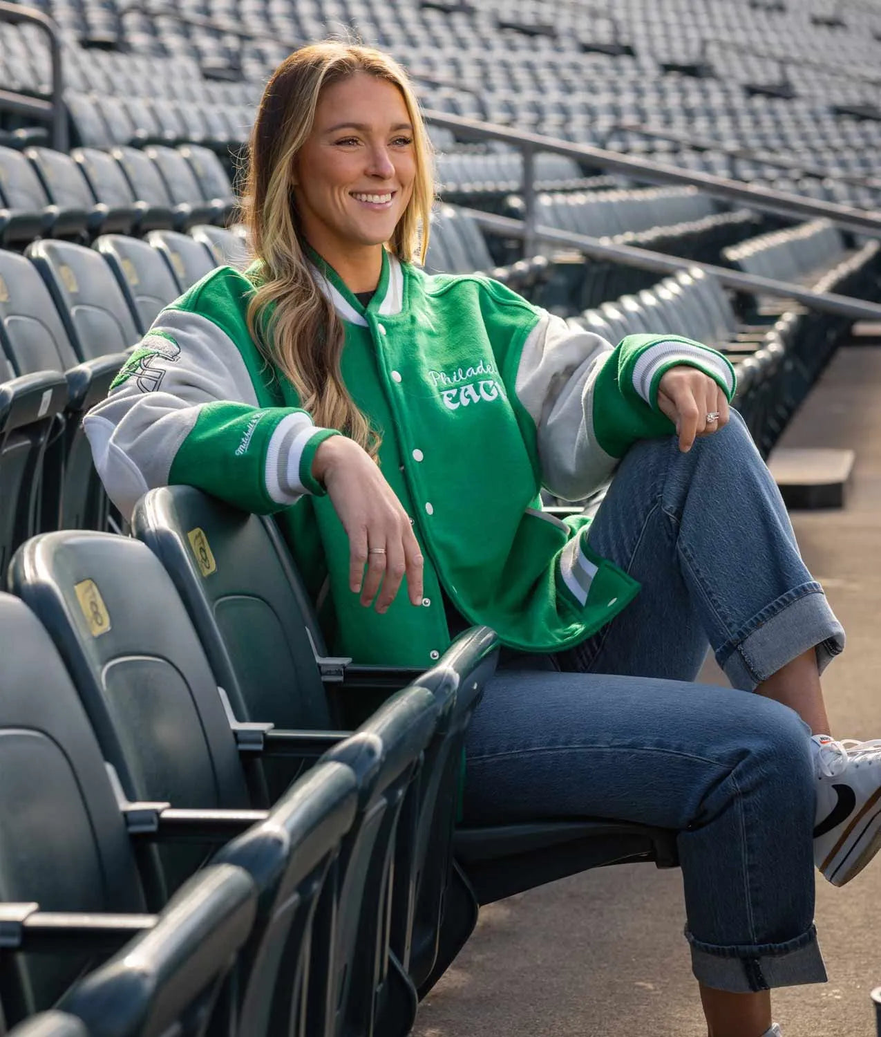 princess-diana-philadelphia-eagles-green-and-grey-letterman-jacket