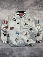 NFL All Over Team Logo Patch Satin Bomber Jacket