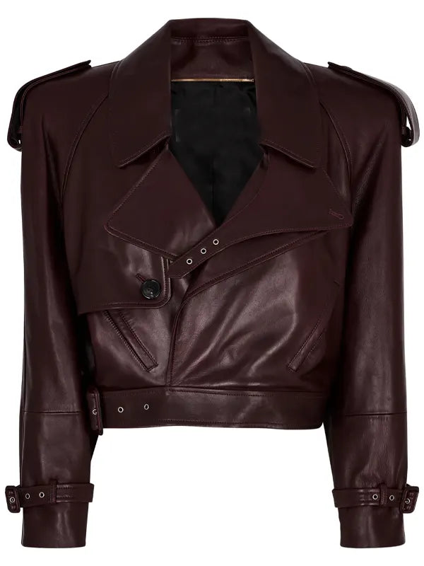 Saint Laurent Burgundy Leather Jacket