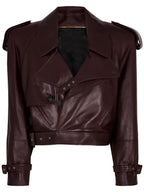 Saint Laurent Burgundy Leather Jacket
