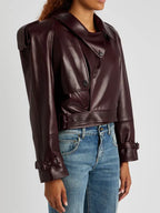 Saint Laurent Burgundy Leather Jacket