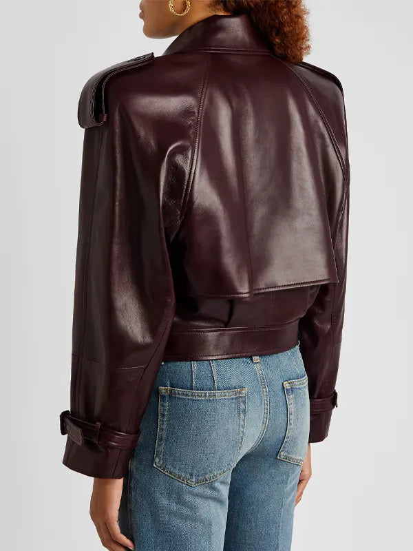 Saint Laurent Burgundy Leather Jacket