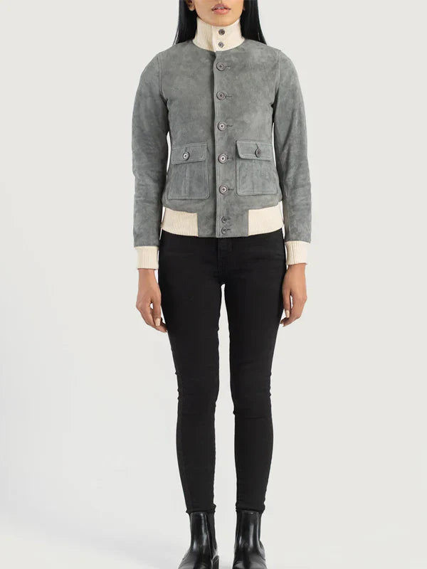 sasha-a1-grey-suede-bomber-jacket
