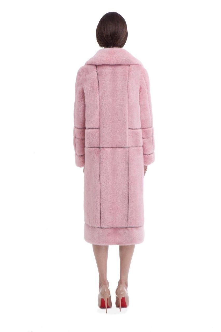 Caputo Faux Mink Fur Long Coat Pink