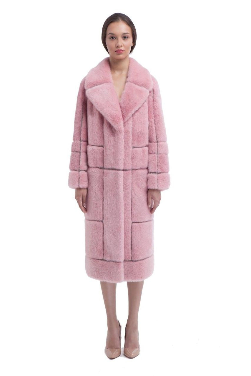 Caputo Faux Mink Fur Long Coat Pink