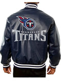 Tennessee Titans Navy Blue Varsity Leather Jacket