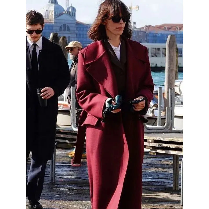 The Beauty Rebecca Hall Burgundy Trench Coat
