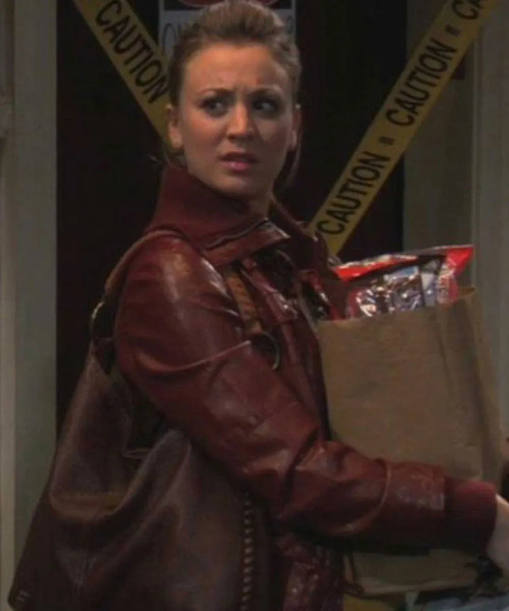 The Big Bang Theory Penny Burgundy Leather Jacket