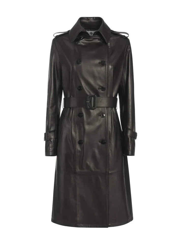 womens-long-leather-trench-coat