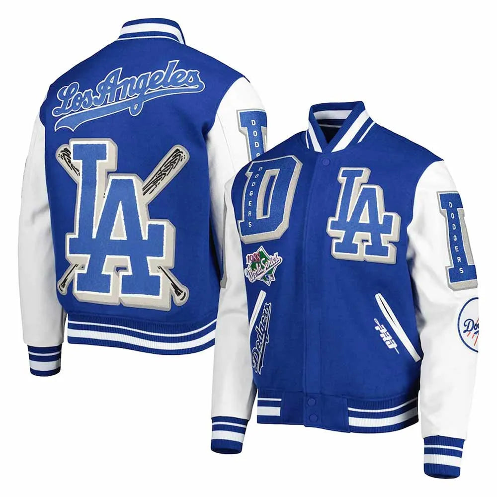 Los Angeles Dodgers Blue and White Letterman Jacket