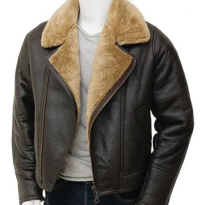 Alexander Mens Brown Leather Aviator Jacket