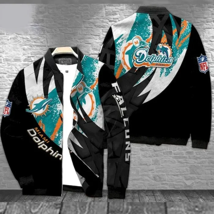 Bradley Miami Dolphins Black Bomber Jacket