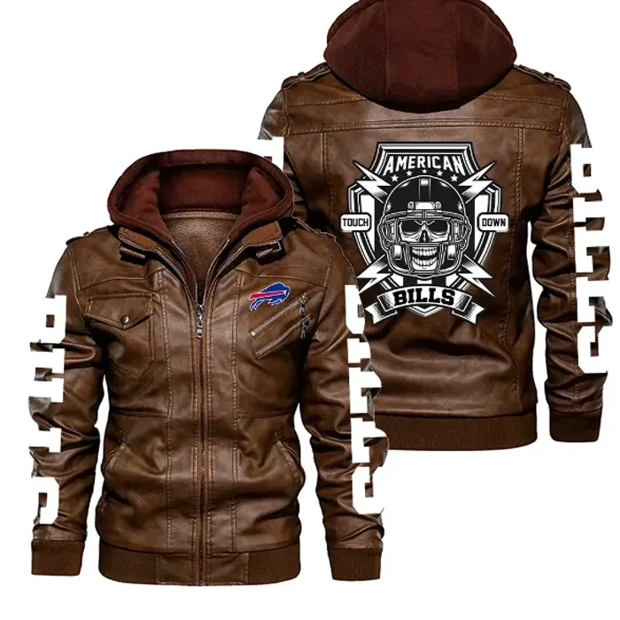 Buffalo Bills Broddie Vintage Leather Jacket With Hood