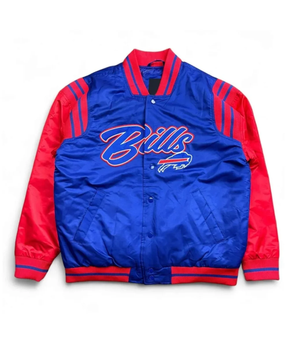 Buffalo Bills Button Up Blue and Red Satin Jacket