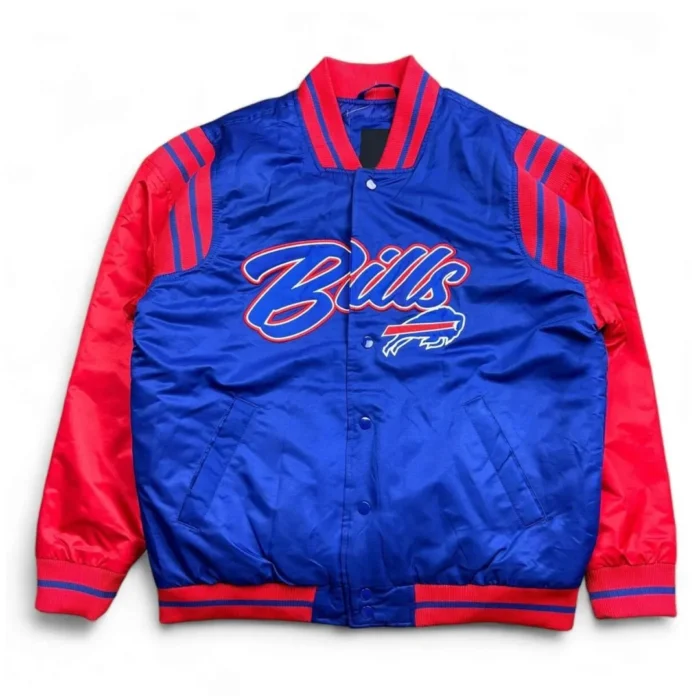 Buffalo Bills Button Up Blue and Red Satin Jacket