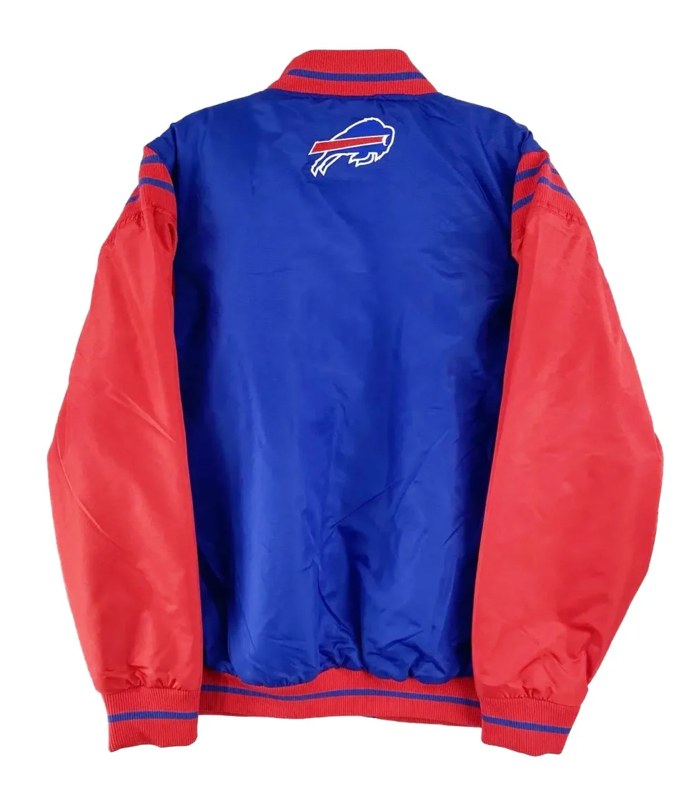 Buffalo Bills Button Up Blue and Red Satin Jacket For Sale