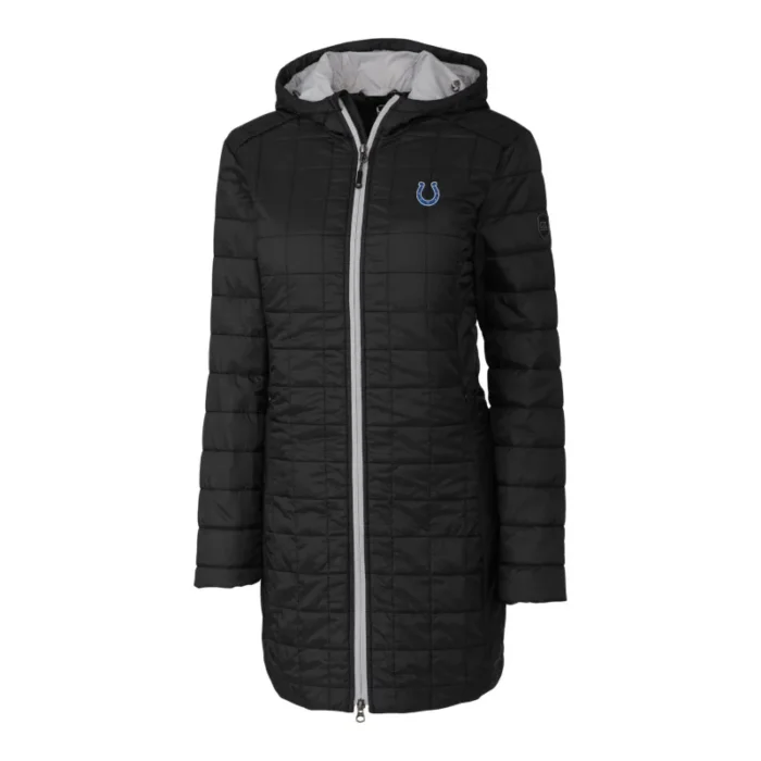 Clawson Indianapolis Colts Black Puffer Long Coat