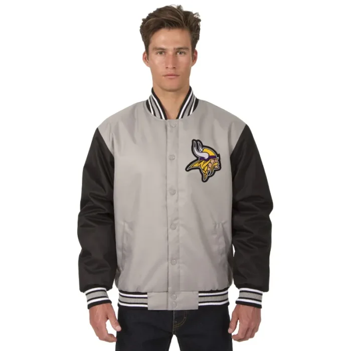 David M Minnesota Vikings Grey Varsity Jacket