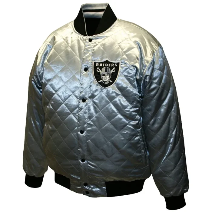 Easton Las Vegas Raiders Quilted Satin Varsity Jacket