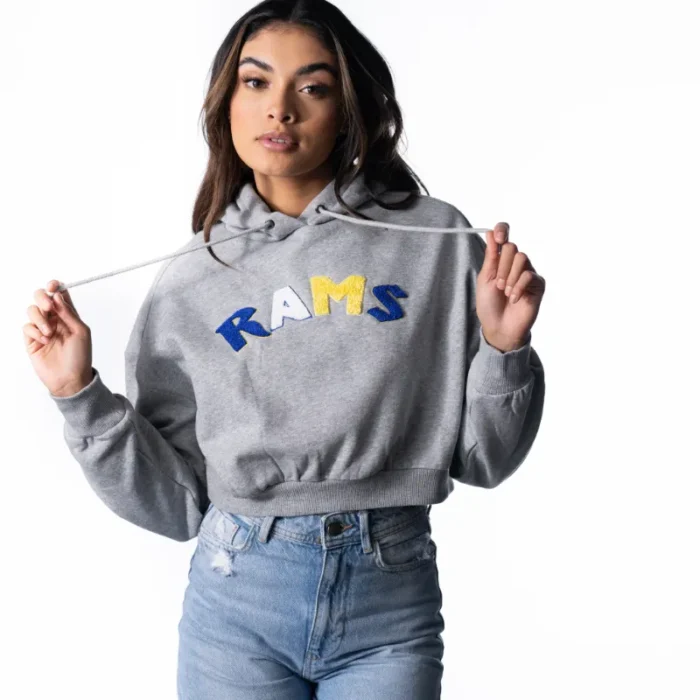 Eleanor Los Angeles Rams Grey Cropped Hoodie