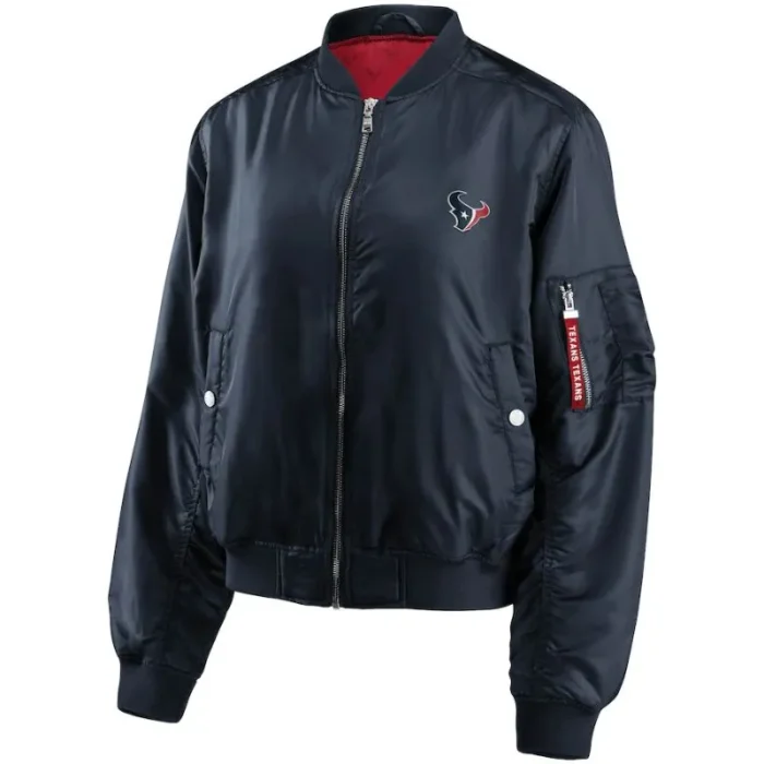 Frederick L Houston Texans Blue Zip Bomber Jacket