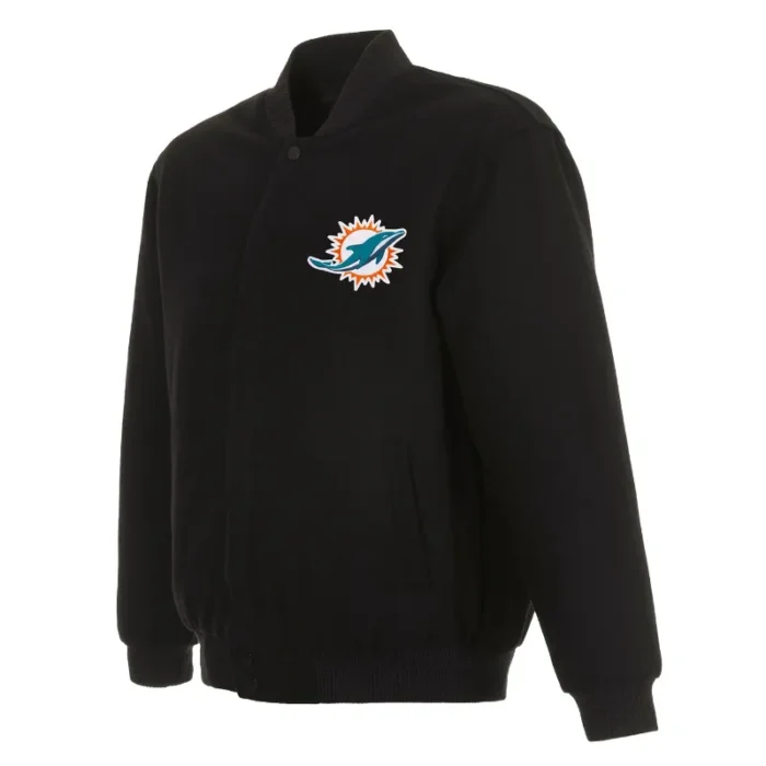 Gideon Miami Dolphins Black Zip Bomber Jacket