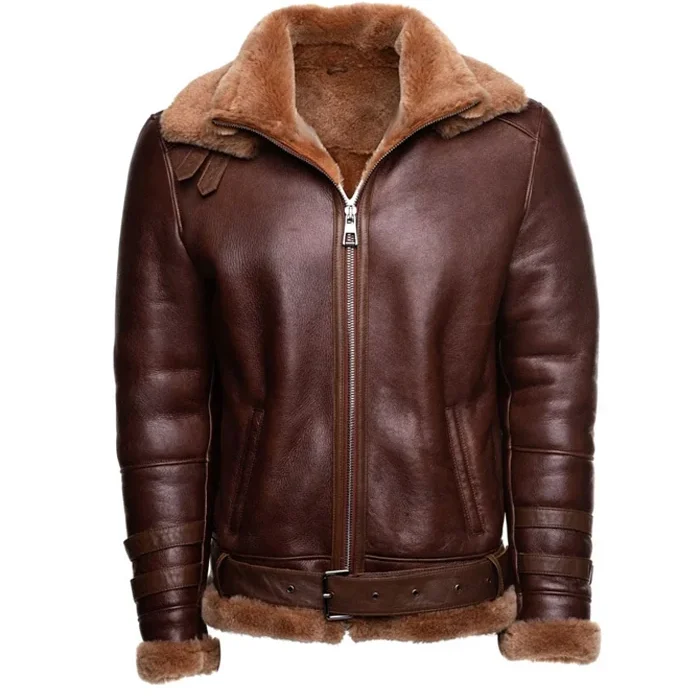 Mens B3 RAF Brown Leather Flight Bomber Jacket