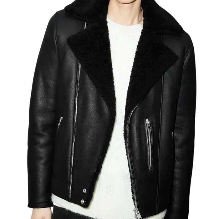 Men’s Dark Black Leather Jacket