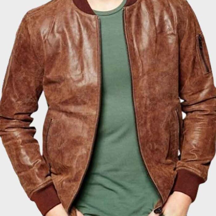 Mens Dark Brown Bomber Jacket
