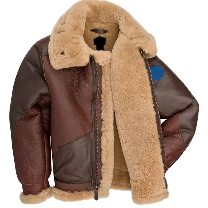 Men’s Maroon RAF Aviator B3 Leather Bombardier Jacket