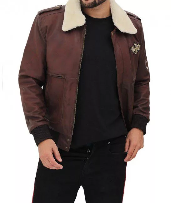 Mens Pierson Bomber Jacket With Shearling Collar
