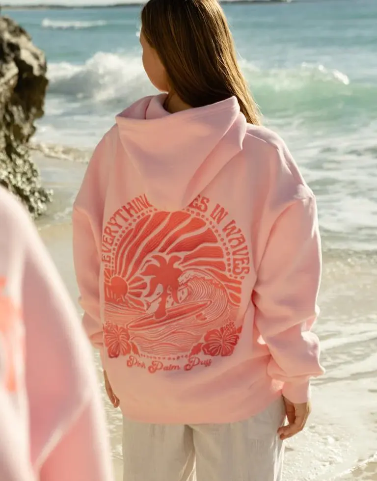Ameri　HAILEY WAVE ART SWEAT Hawaii Ocean Beach Hoodie, Trendy Surf Digitals, Beachy Swea