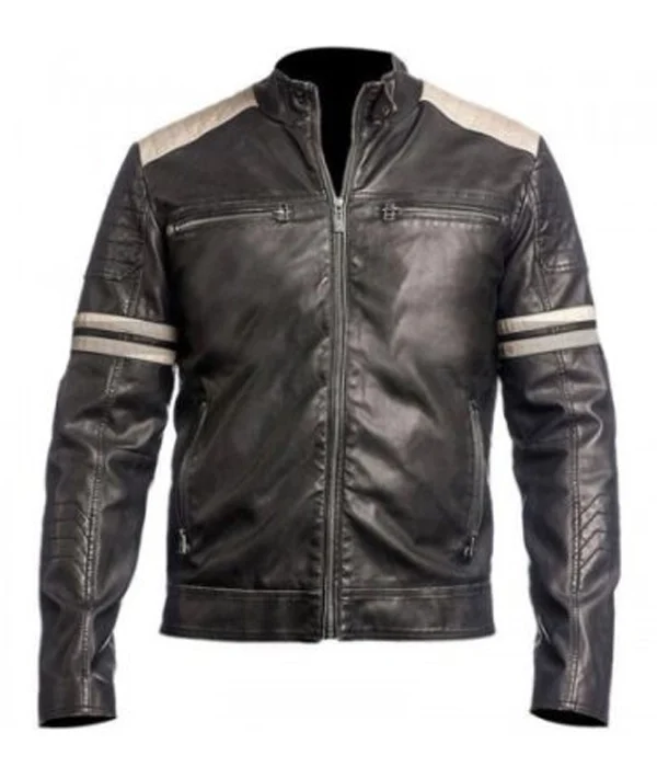 Mens-Motorcycle-White-Stripes-Black-Leather-Jacket