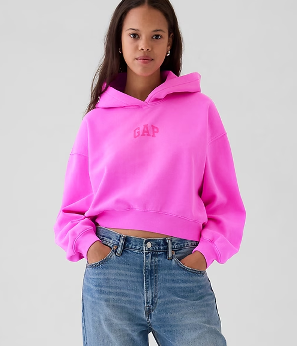 Project Gap Arch Logo Cropped Hoodie in Pink