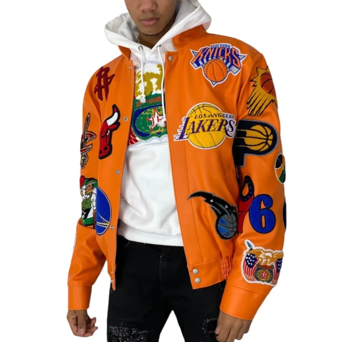 Buy-NBA-Collage-Vegan-Leather-Jacket-Orange