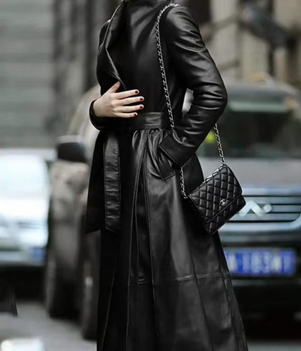 Black Leather Trench Coat Women