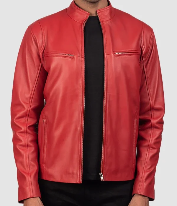 Red Leather Biker Jacket Mens