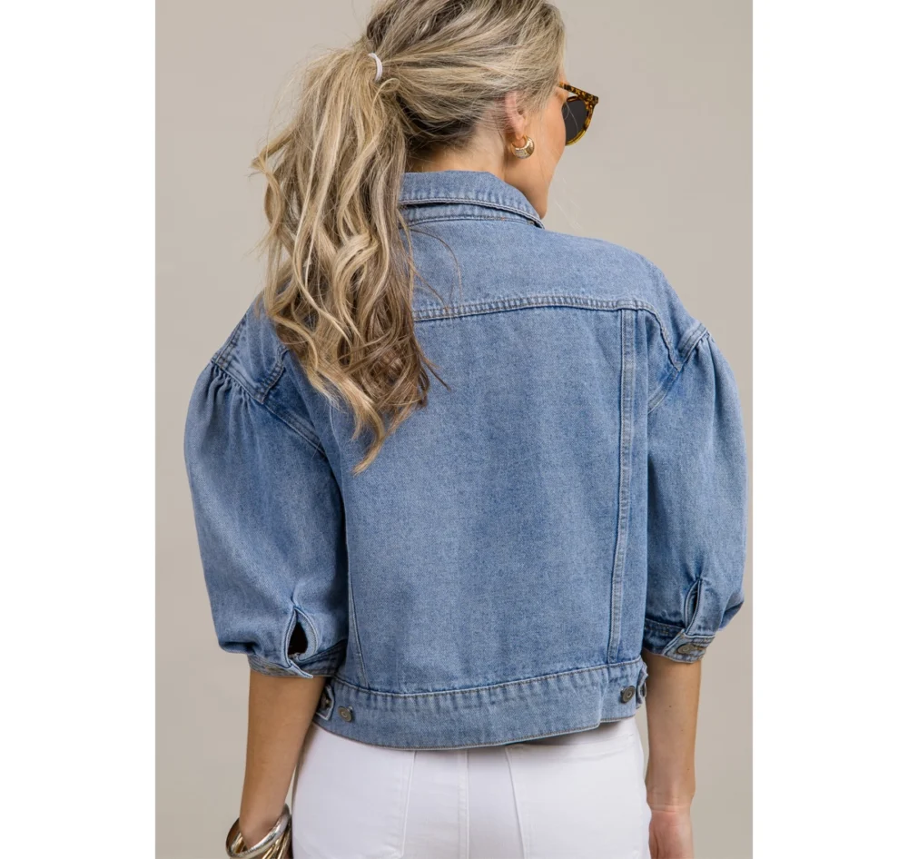 Puff-Sleeve-Denim-Jacket-For-Women