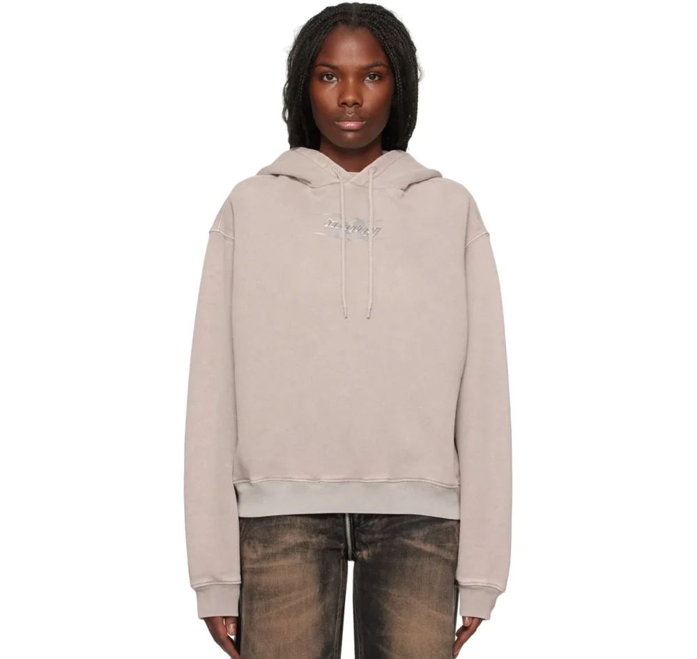 alexander-wang-taupe-blade-logo-embossed-hoodie